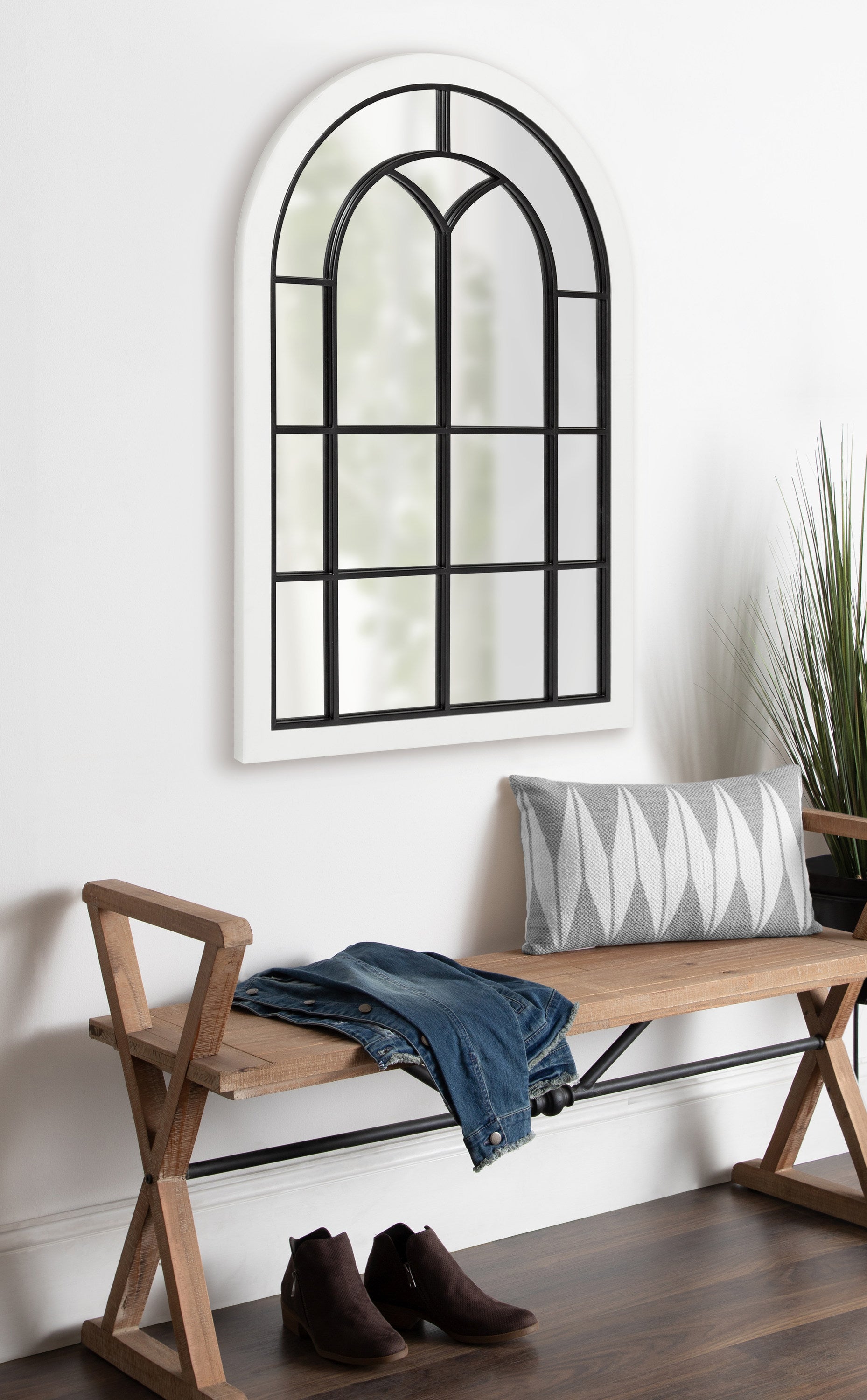 Joffrey Arch Windowpane Framed Wall Mirror