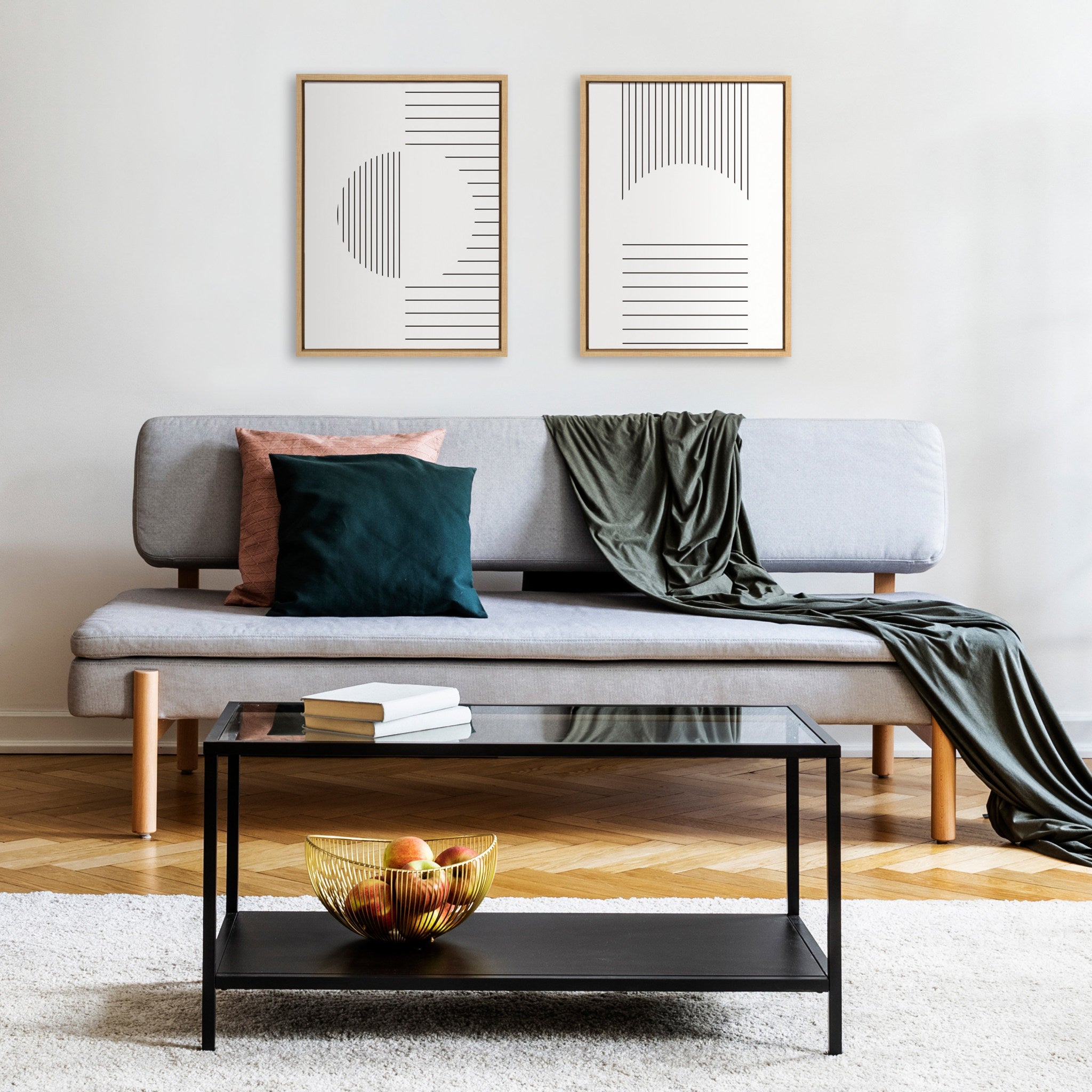 Sylvie Modern Statement Stripes 1 and 2 Framed Canvas by The Creative Bunch Studio