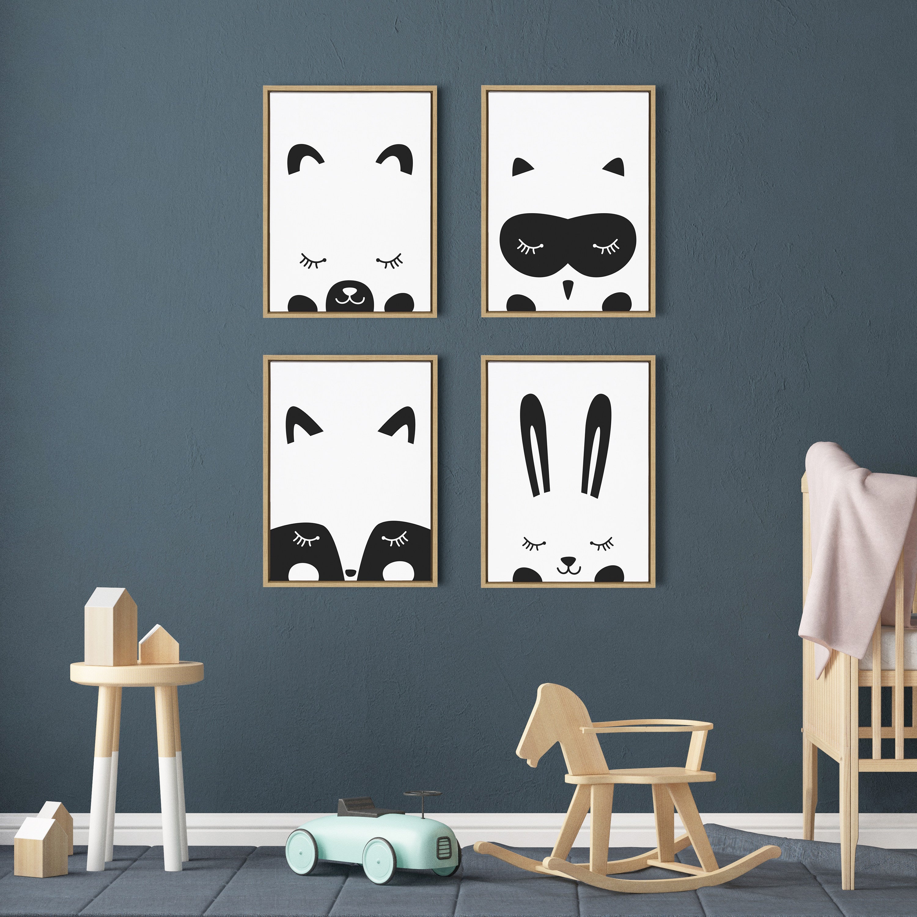 Sylvie Modern Baby Bear Framed Canvas by Rachel Lee of My Dream Wall