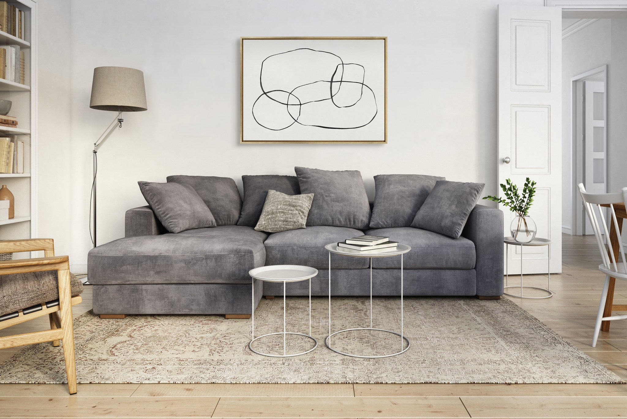 Sylvie 871 Modern Circles Framed Canvas by Teju Reval of SnazzyHues