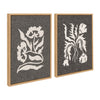 Sylvie Scandi Botanical 4 and  5 Dark Textured Linen Framed Canvas Art Set by The Creative Bunch Studio