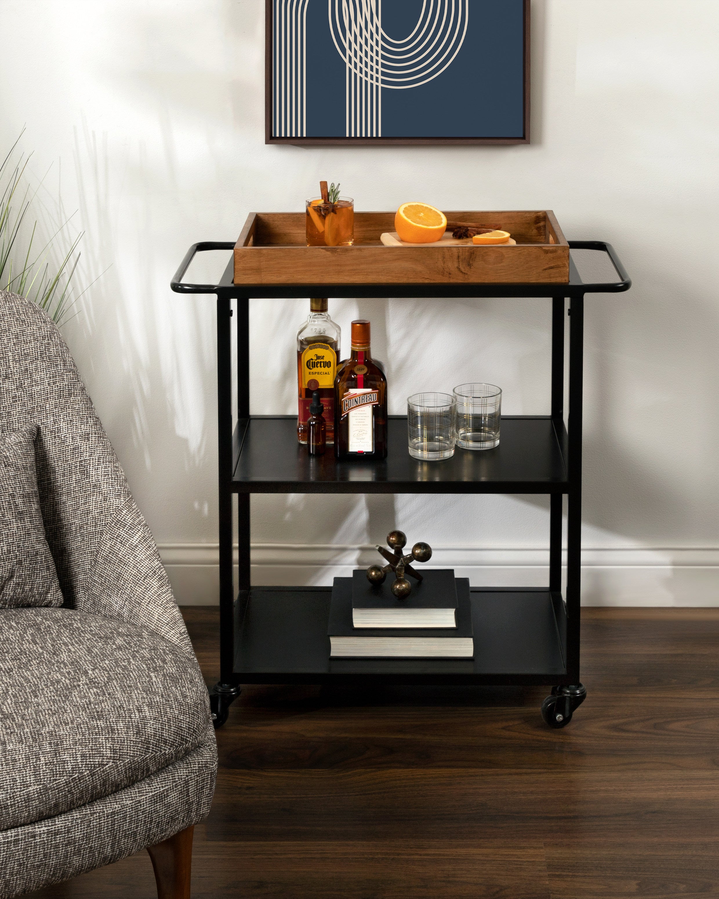 Giles Metal Bar Cart with Tray