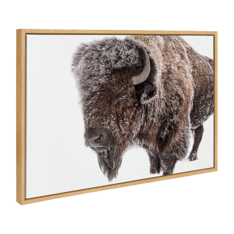 Sylvie Bison in Snow Framed Canvas by Amy Peterson Art Studio
