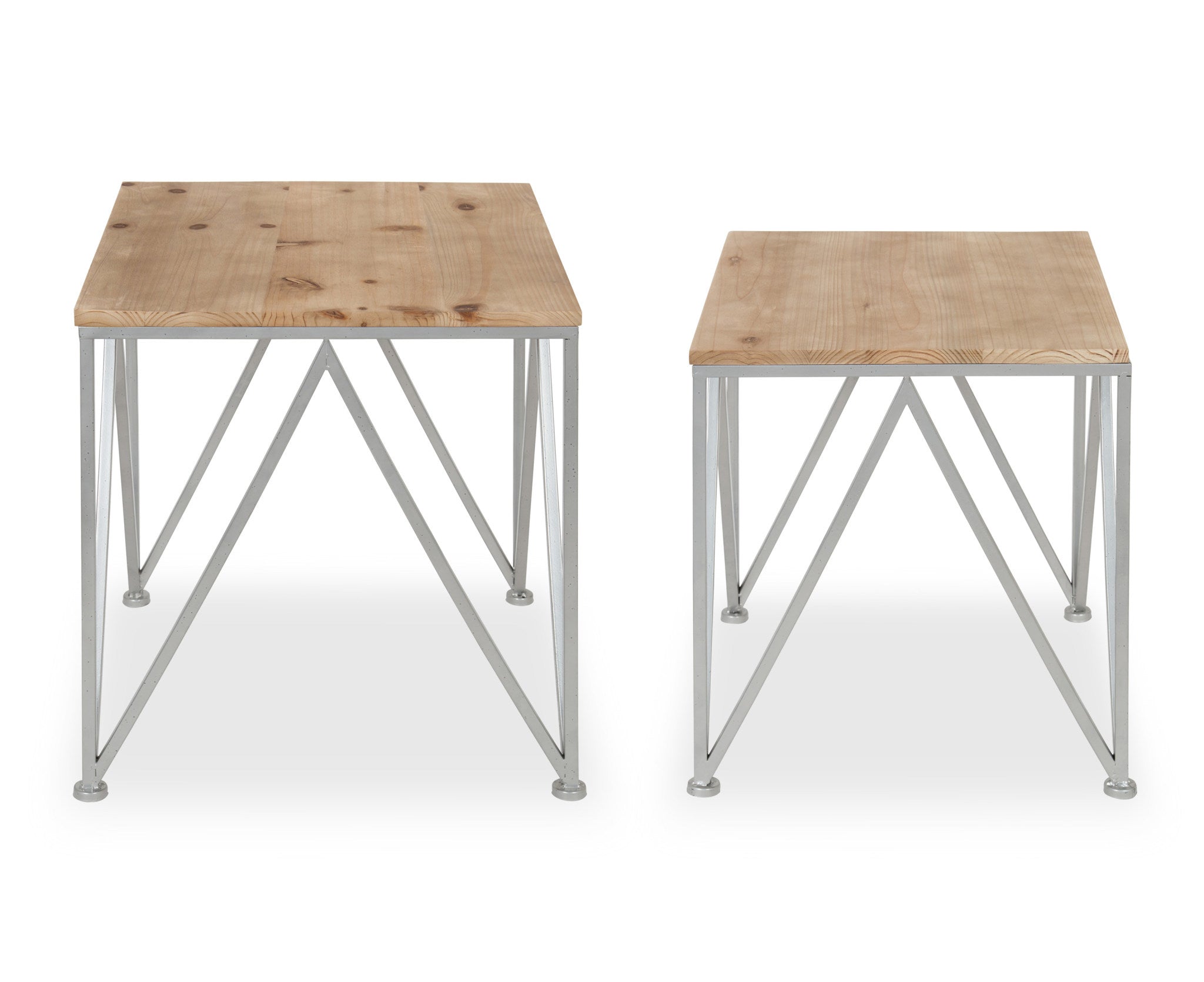 Uzma 2-Set Nesting Metal/Wood End Tables