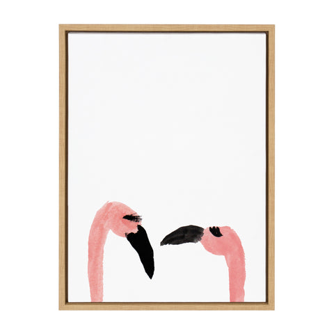 Sylvie Flamingo Faces Framed Canvas by Kendra Dandy of Bouffants and Broken Hearts