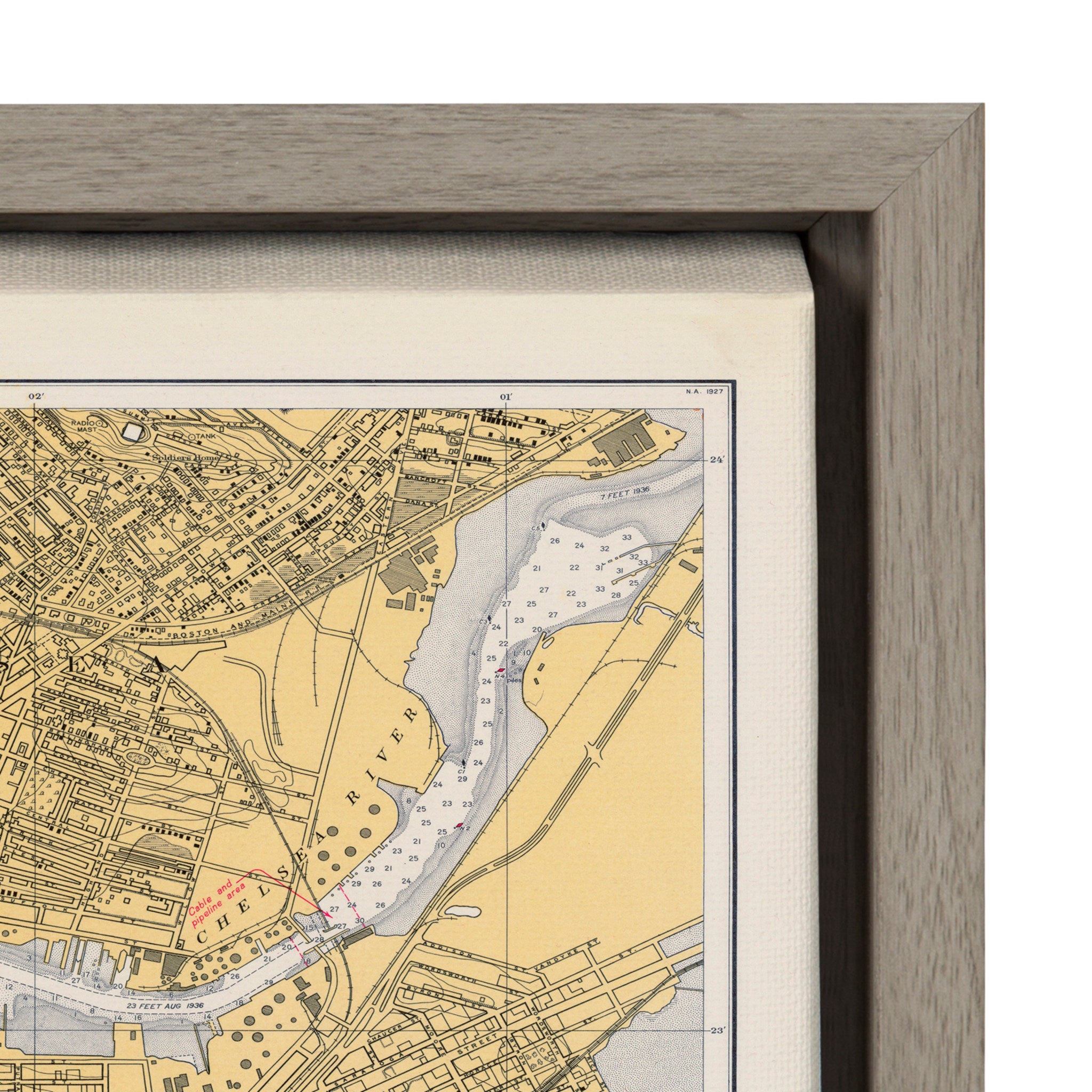 Sylvie Boston Harbor Map Framed Canvas by Corinna Buchholz of Piddix