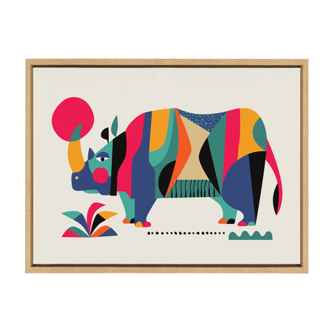Sylvie Rhinoceros Framed Canvas by Rachel Lee of My Dream Wall