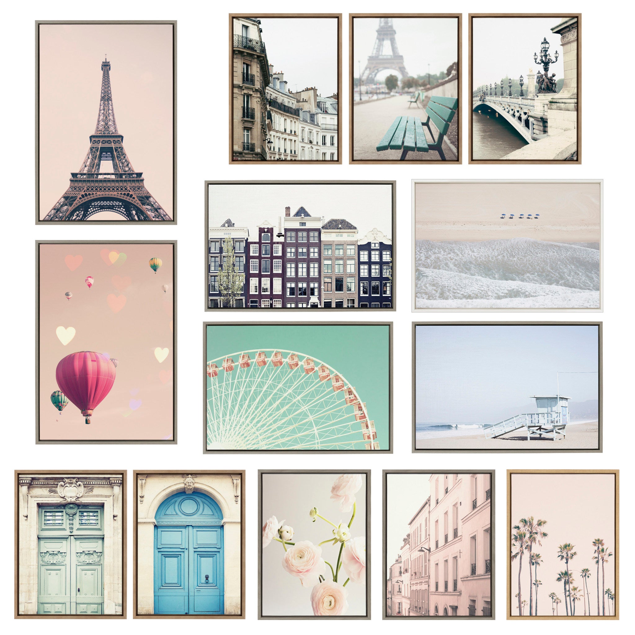 Sylvie L Hotel, Paris Eiffel Tower Europe Travel and Pont Alexandre III Framed Canvas by Caroline Mint
