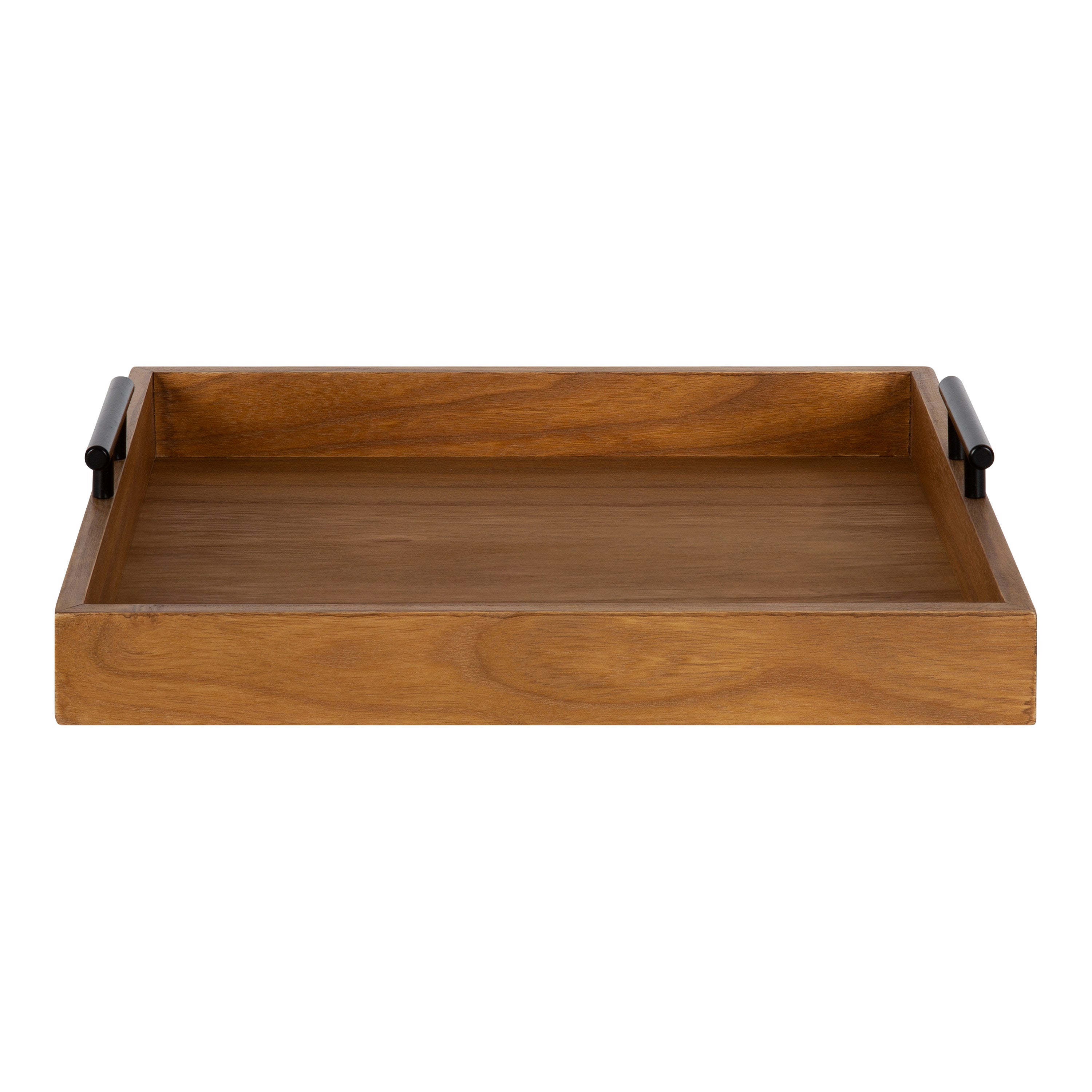 Lipton Square Decorative Wood Tray with Metal Handles