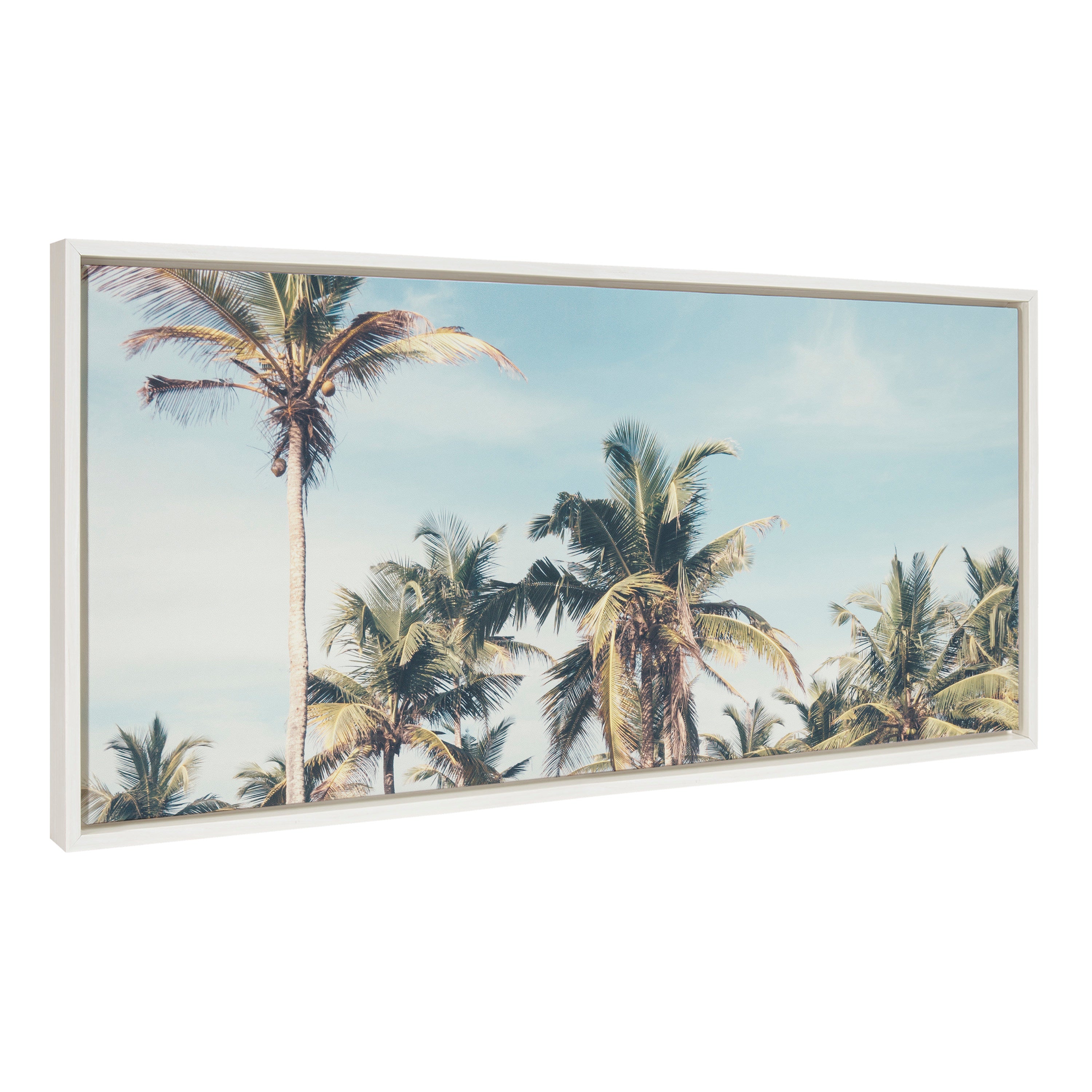 Sylvie Coastal Coconut Palm Tree Beach Framed Canvas by The Creative Bunch Studio