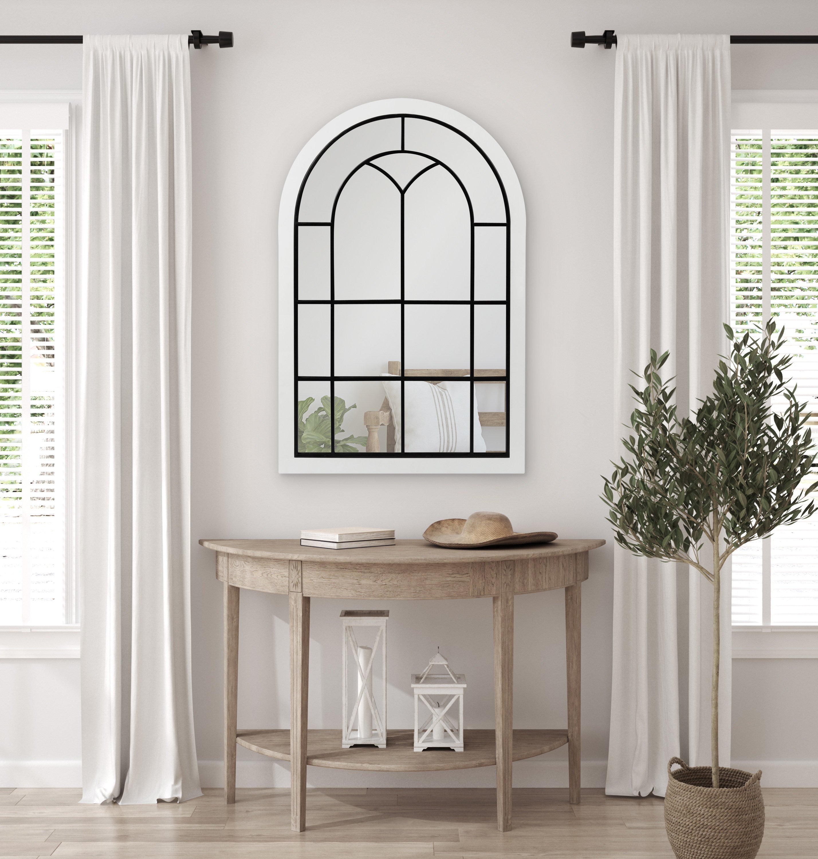 Joffrey Arch Windowpane Framed Wall Mirror
