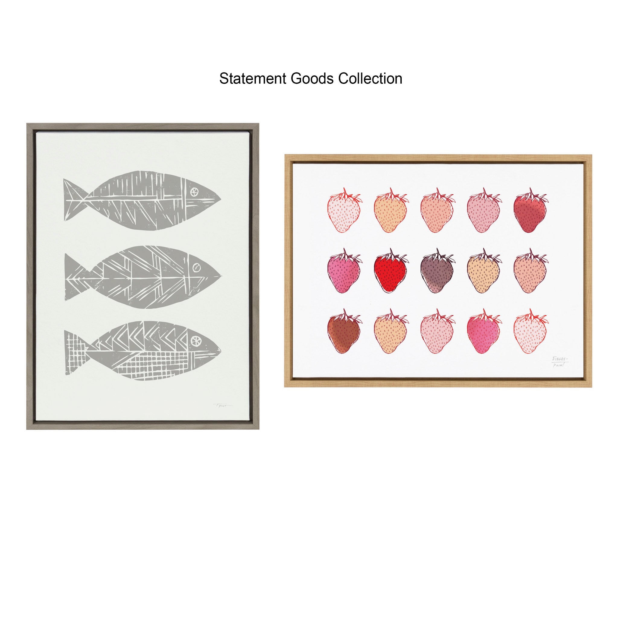 Sylvie Three Tribal Fish Framed Canvas by Statement Goods