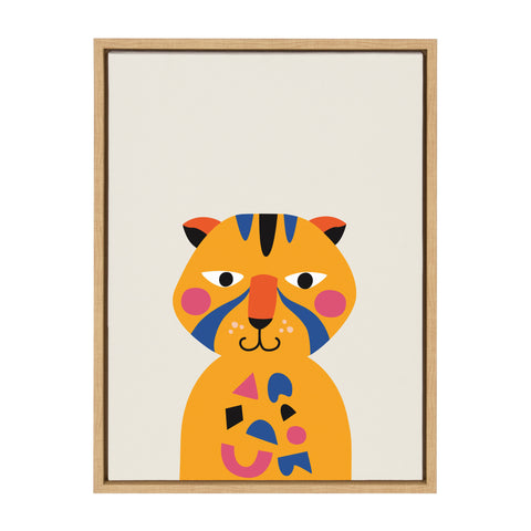 Sylvie Mid Century Modern Baby Tiger Framed Canvas by Rachel Lee of My Dream Wall