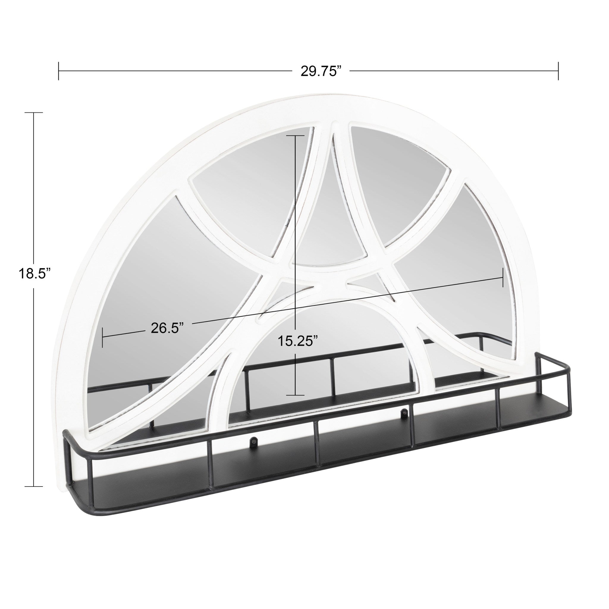 Hollowday Wood Framed Arched Wall Mirror with Shelf