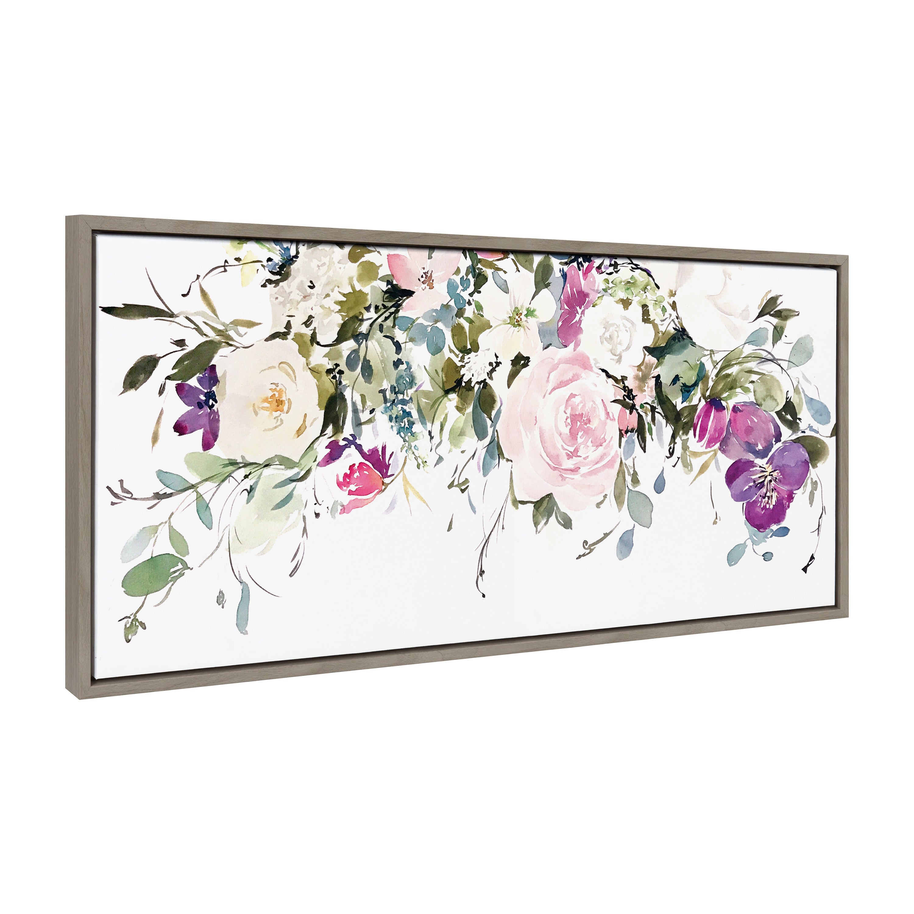 Sylvie 13 Ink Wash Floral Framed Canvas by Emma Daisy