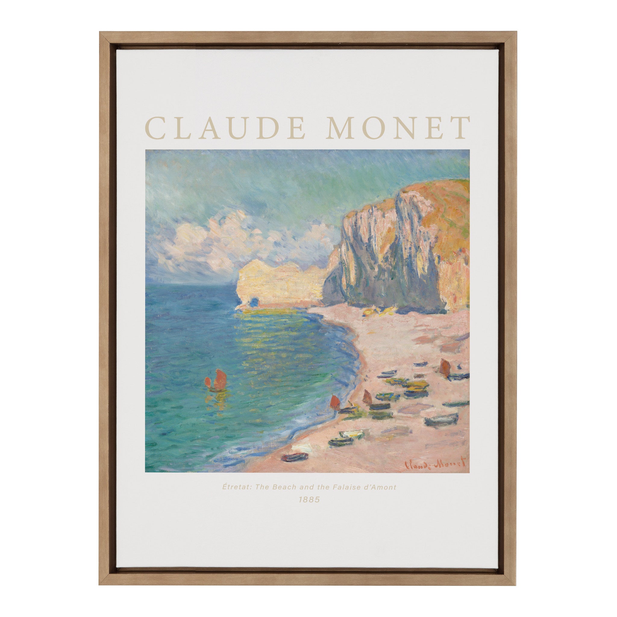 Sylvie Poster Claude Monet Étretat The Beach and the Falaise d’Amont 1885 Framed Canvas by The Art Institute of Chicago