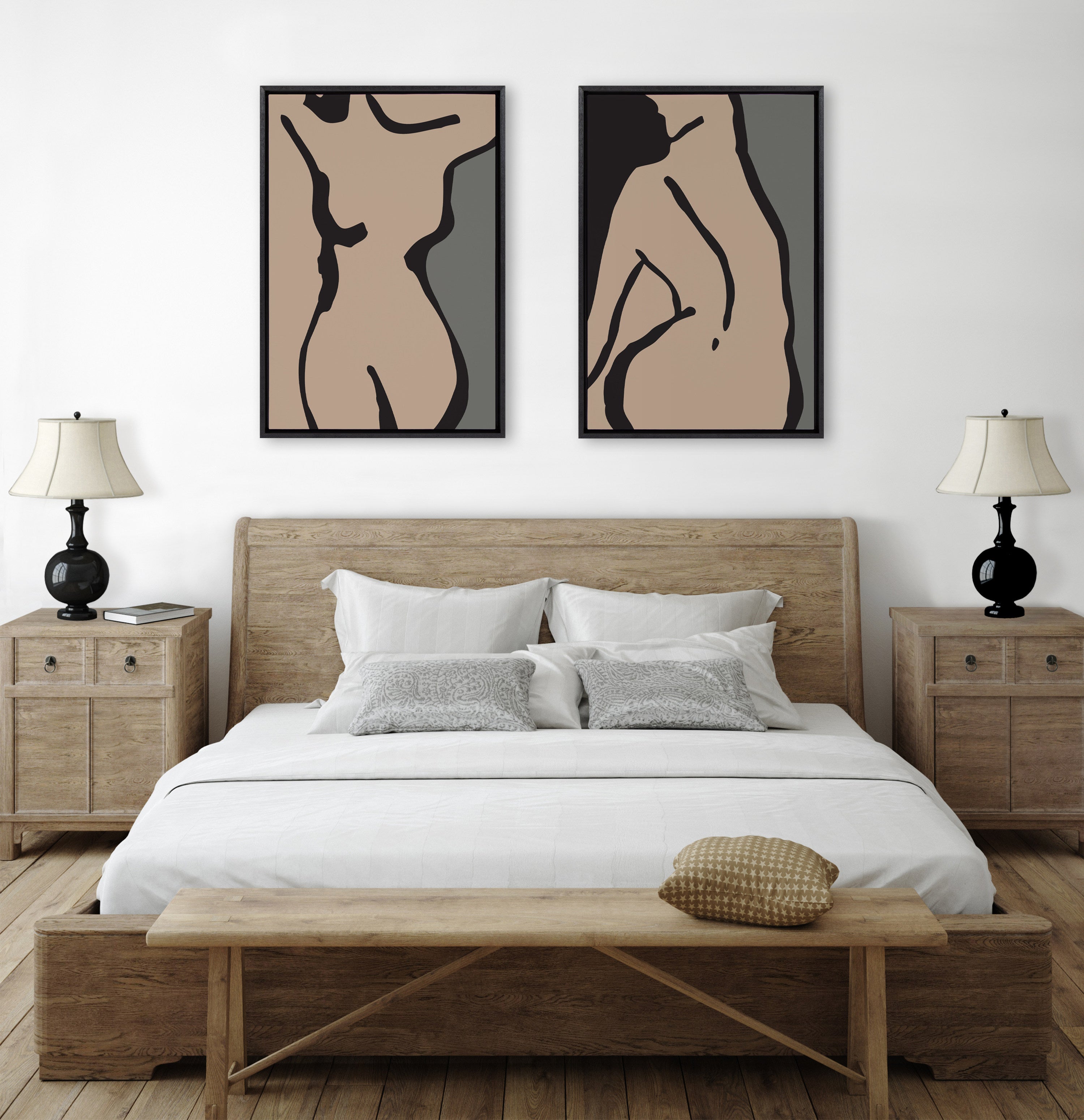 Sylvie Moody Feminine Figural Drawing 2 Framed Canvas by The Creative Bunch Studio