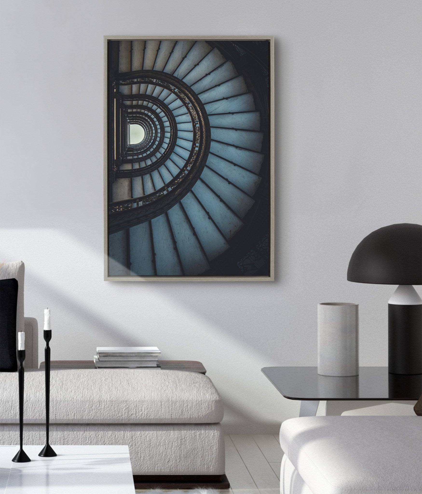 Sylvie Blue Stairway Framed Canvas by Emiko and Mark Franzen of F2Images