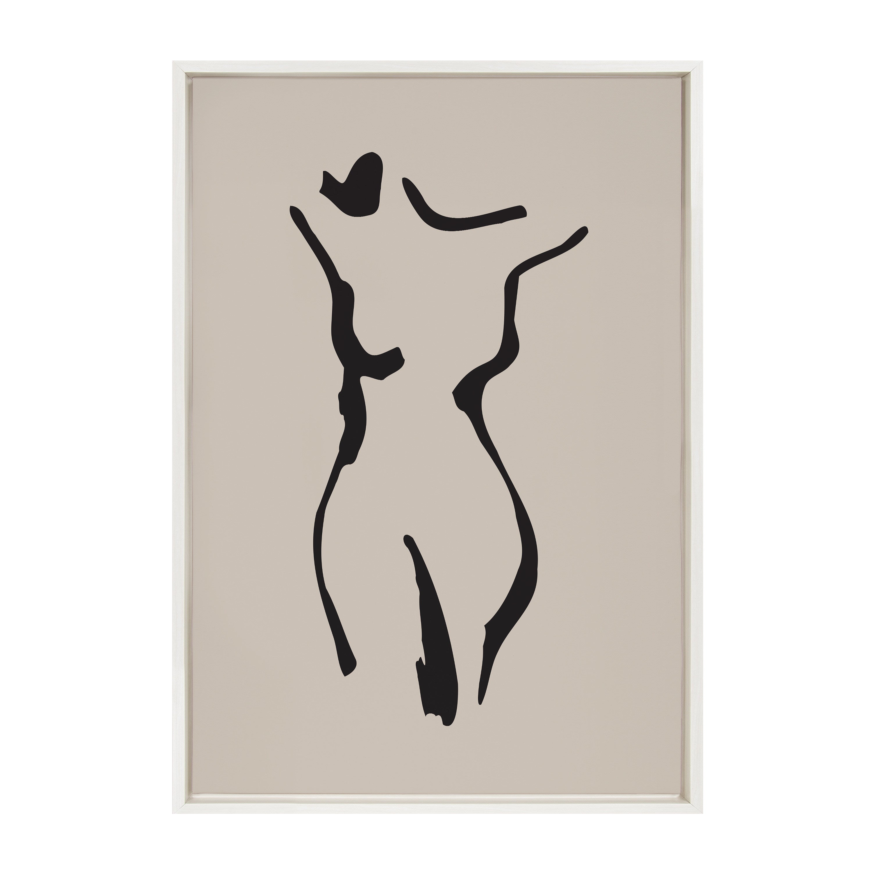 Sylvie Minimalist Neutral Line Art Drawing Body Framed Canvas by The Creative Bunch Studio