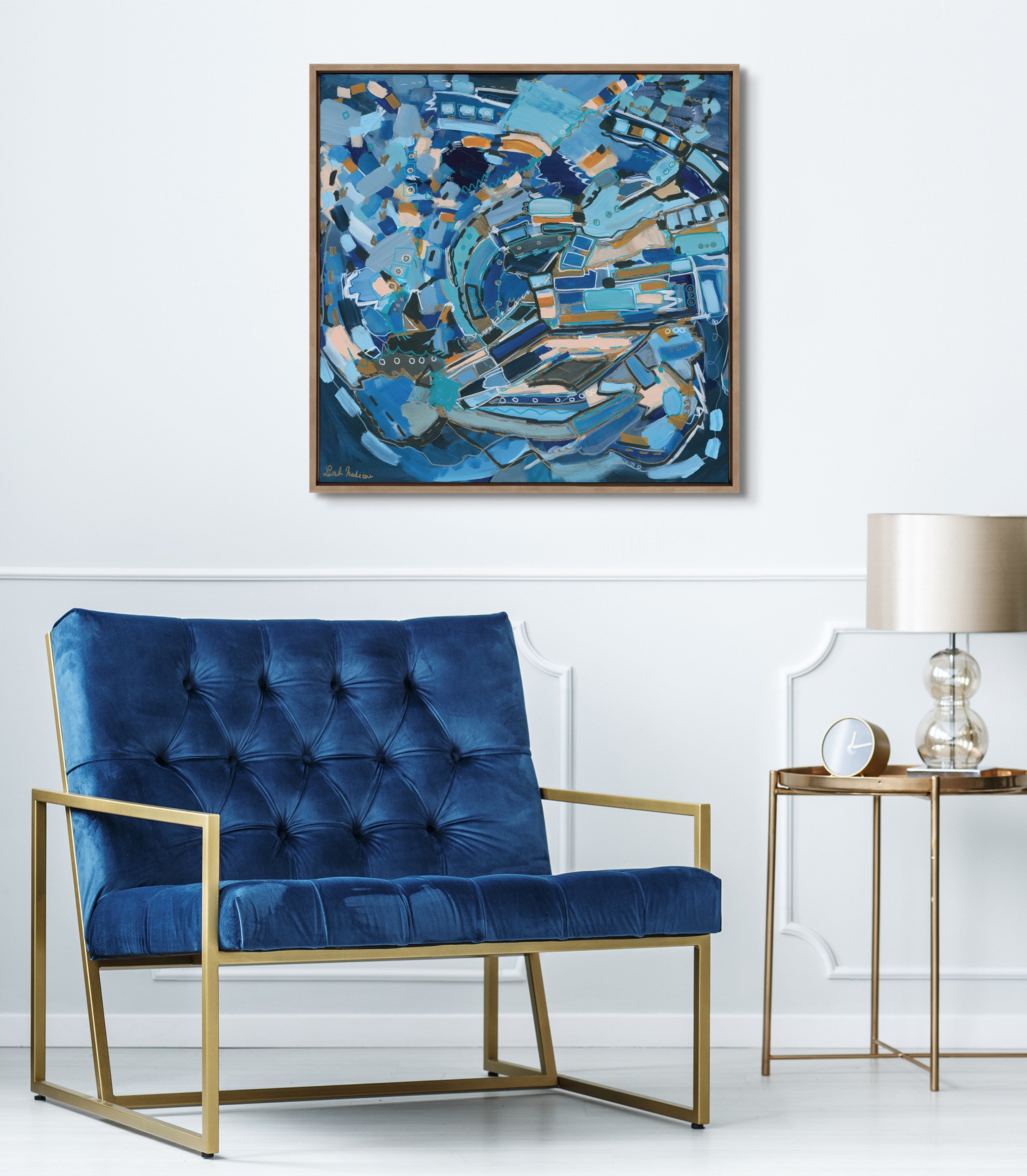 Sylvie Blue Dream Framed Canvas by Leah Nadeau