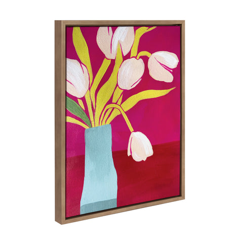 Sylvie Pink Tulips Framed Canvas by Emma Daisy