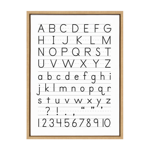 Sylvie Alphabet Penmanship Framed Canvas by The Creative Bunch Studio
