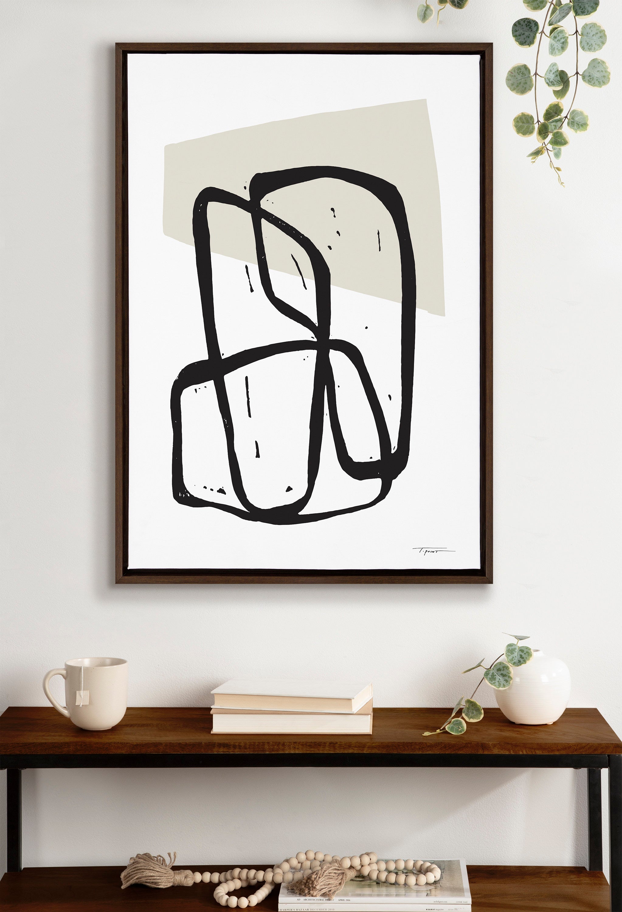 Sylvie Entangled Neutral Framed Canvas by Statement Goods
