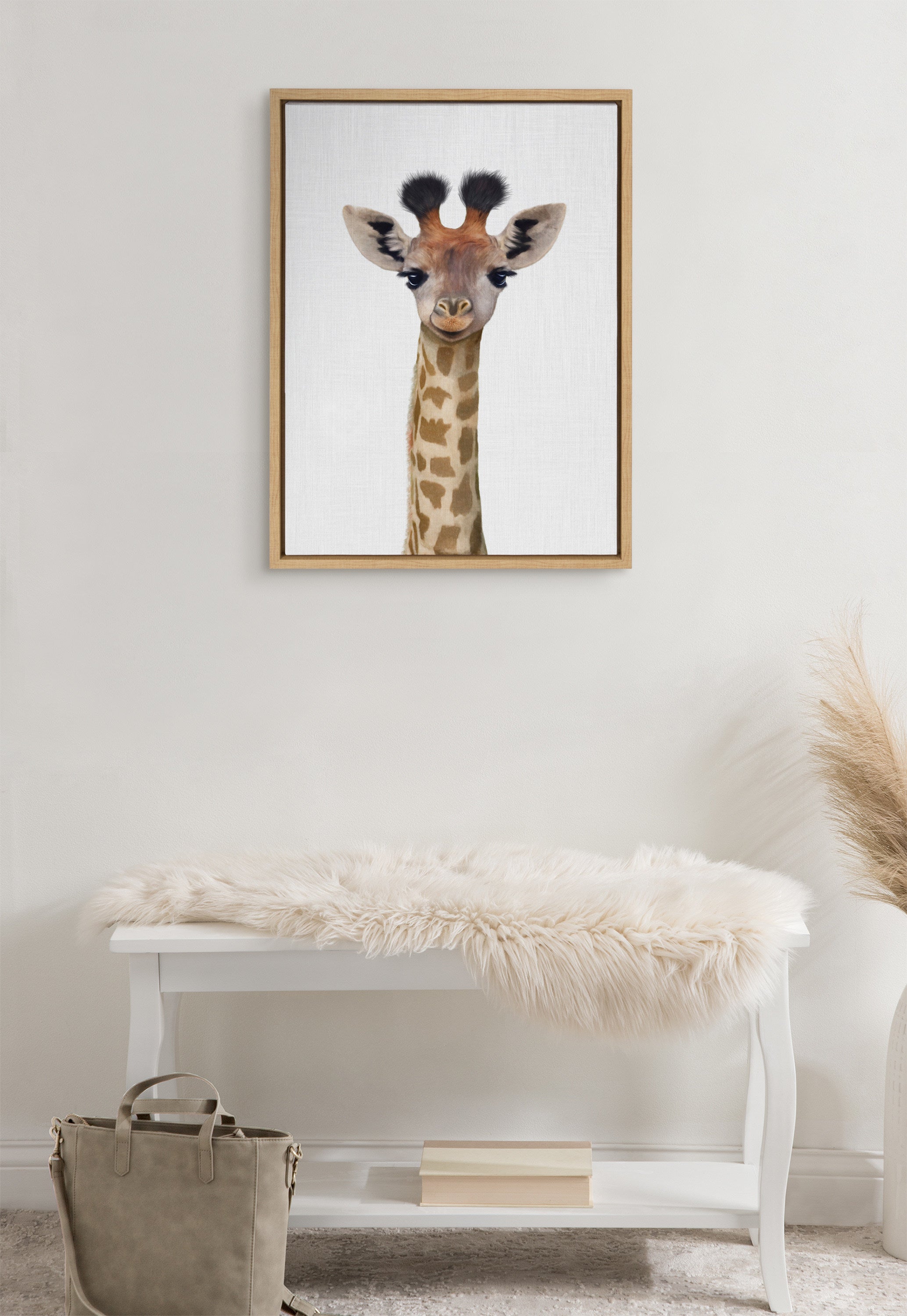 Sylvie Baby Giraffe  Color Illustration Framed Canvas by Simon Te of Tai Prints