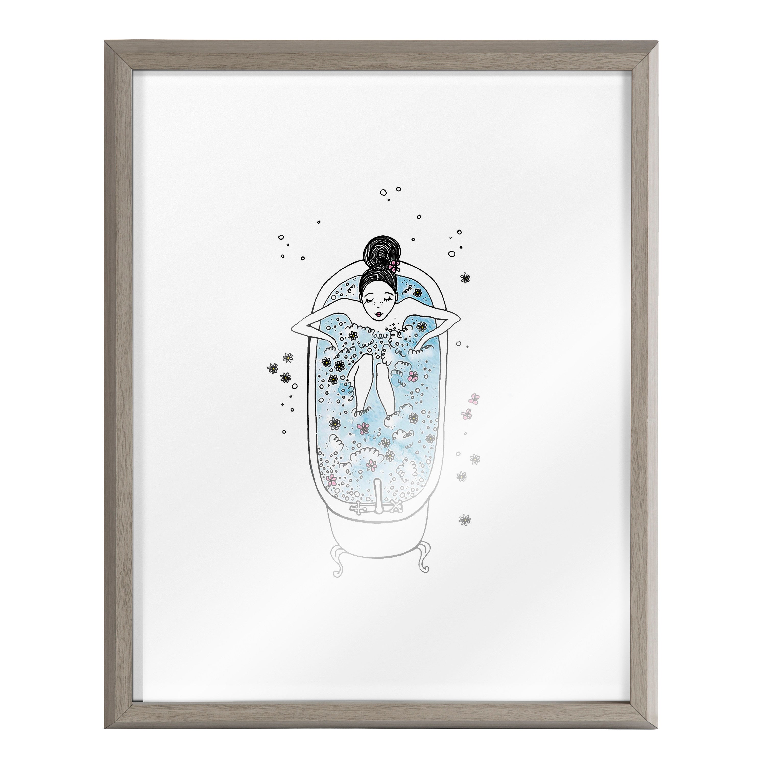 Blake Girl in a Bath Framed Printed Glass by Viola Kreczmer
