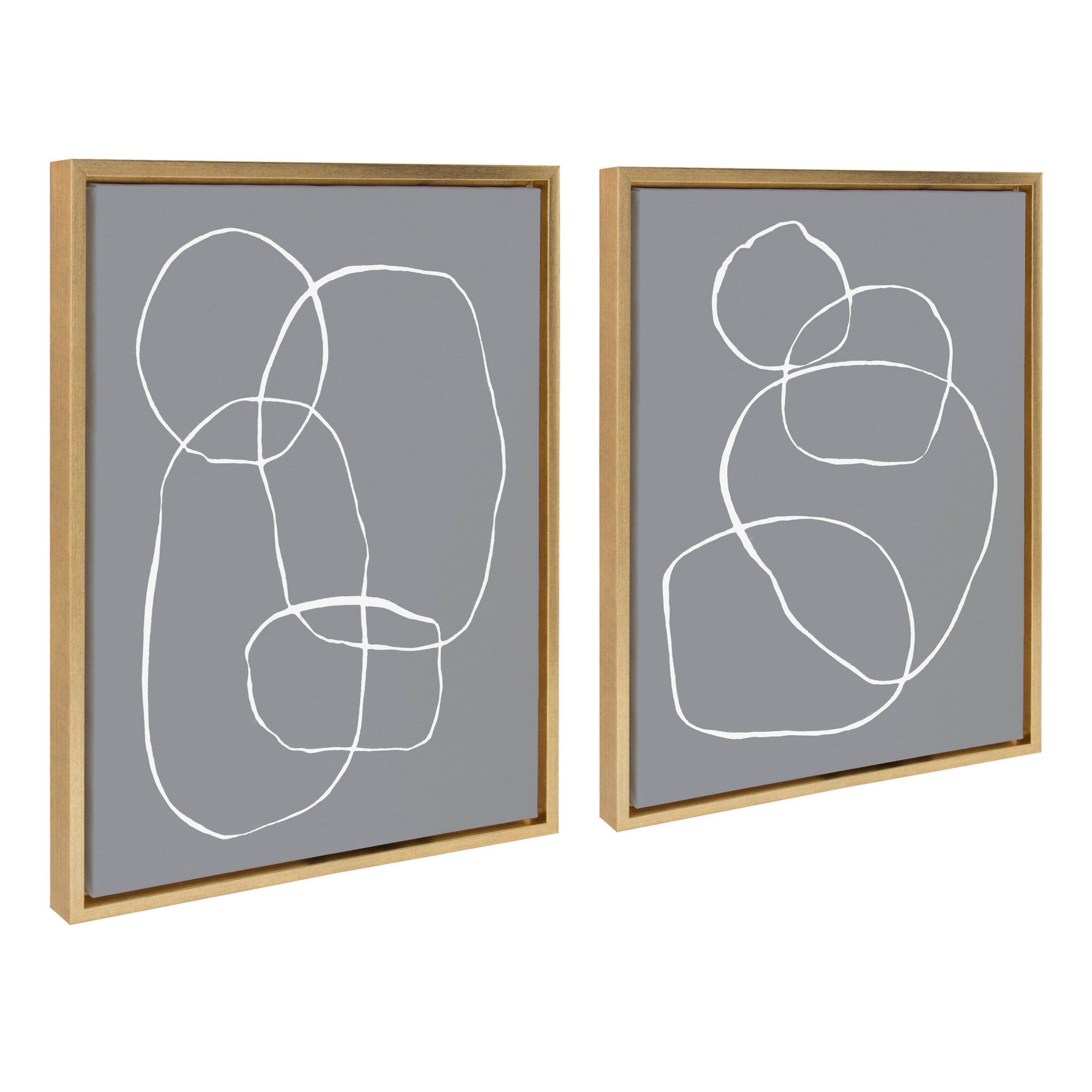 Sylvie Gray Going in Circles Framed Canvas Set by Teju Reval of SnazzyHues