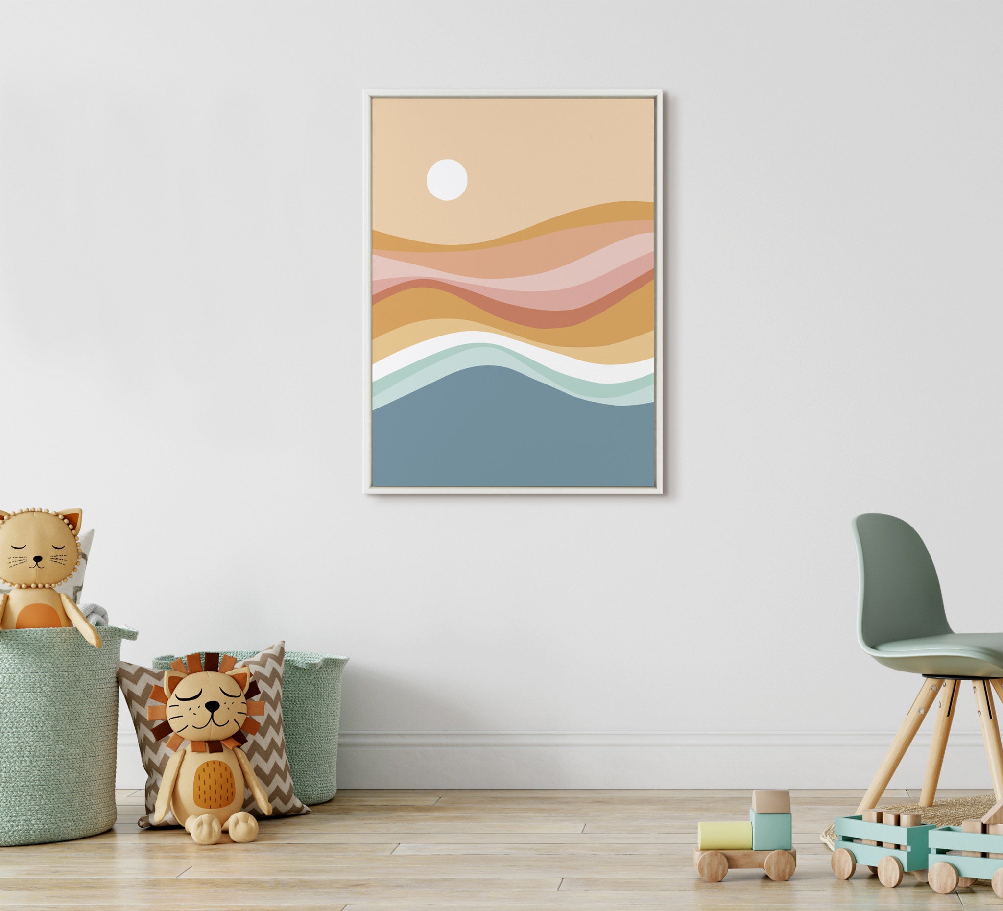 Sylvie Rainbow Waves Seascape Framed Canvas by Dominique Vari
