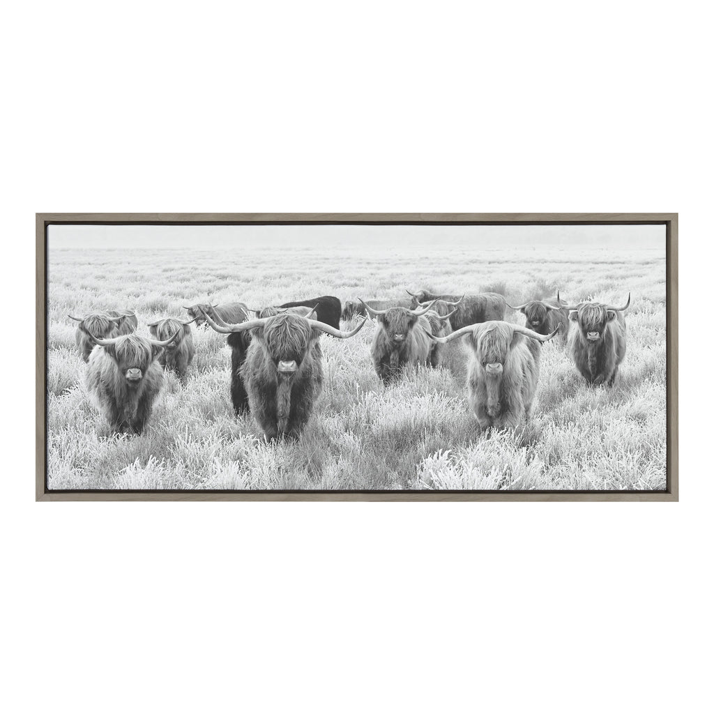 Kate and Laurel Sylvie Herd of Highland Cows BW Framed Canvas Wall Art by  The Creative Bunch Studio, 31.5x42 Gray, Rustic Animal Wall Art Decor –  kateandlaurel