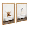 Sylvie Highland Cow Rustic Bubble Bath and Llama Rustic Bubble Bath Framed Canvas by Amy Peterson Art Studio