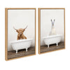 Sylvie Highland Cow Rustic Bubble Bath and Llama Rustic Bubble Bath Framed Canvas by Amy Peterson Art Studio