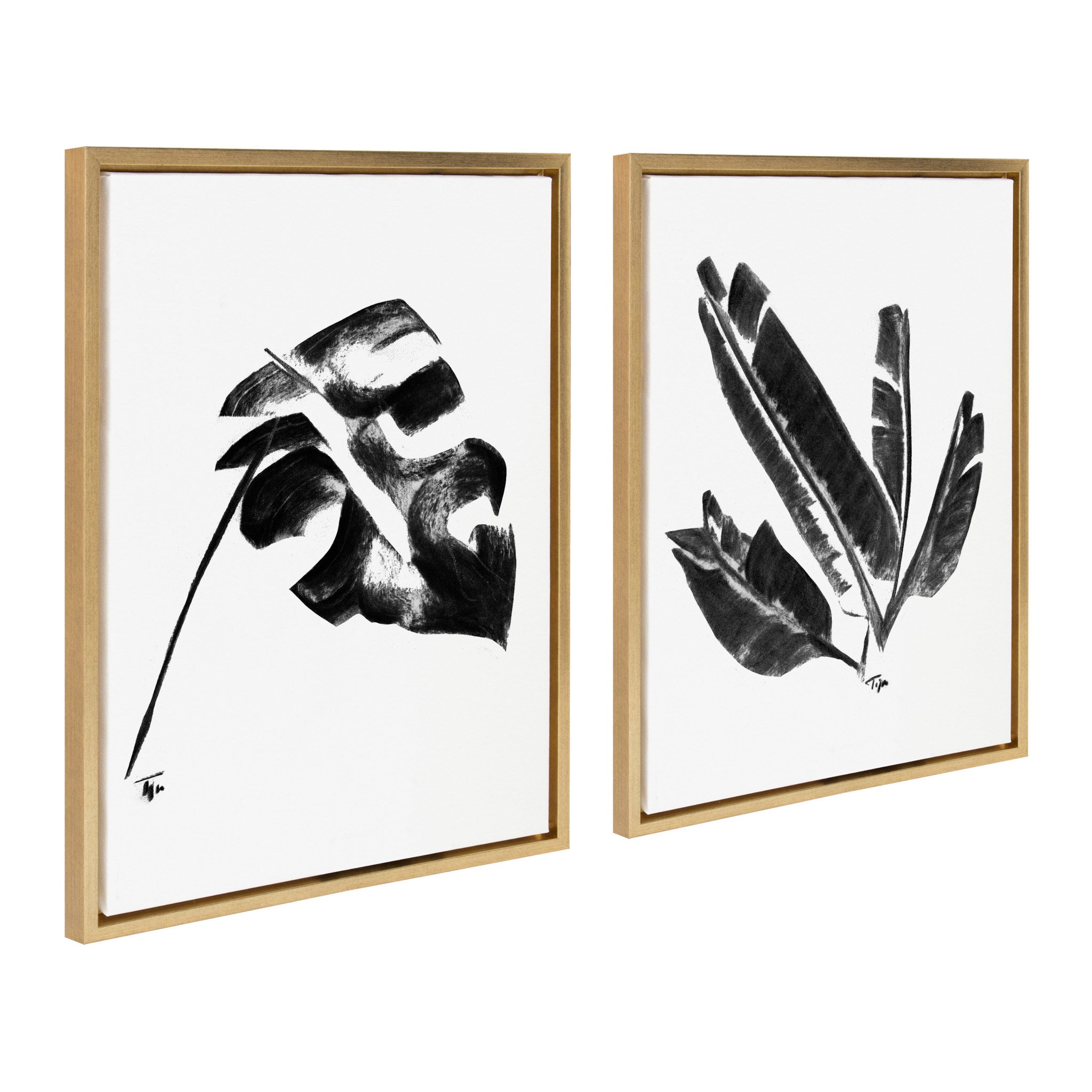 Sylvie 582 Monstera and 583 Banana Leaf Framed Canvas by Teju Reval of SnazzyHues