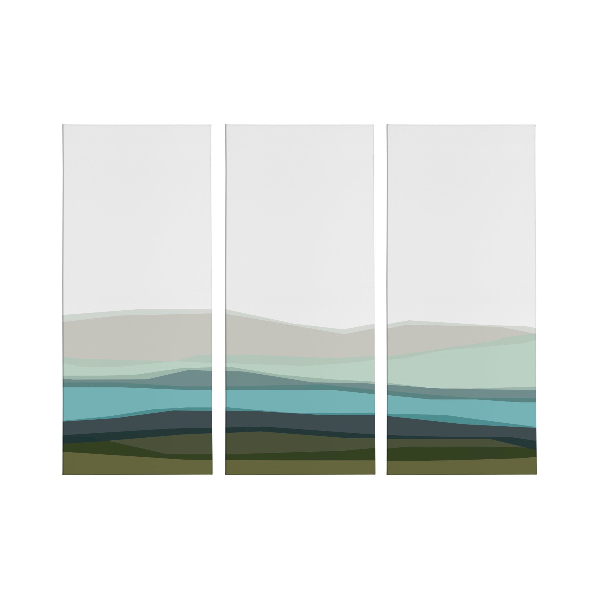 Abstract Blue Lake and Mountains Canvas Art Set by The Creative Bunch Studio