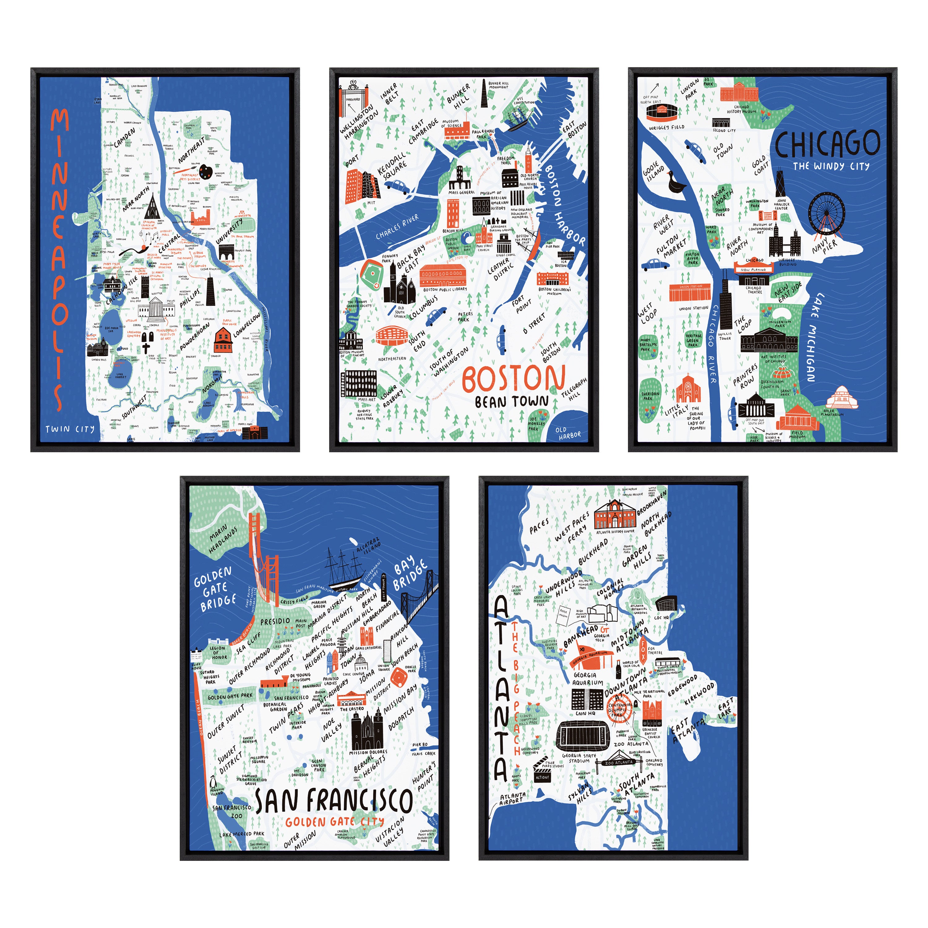 Sylvie San Francisco Illustration Framed Canvas by Stacie Bloomfield