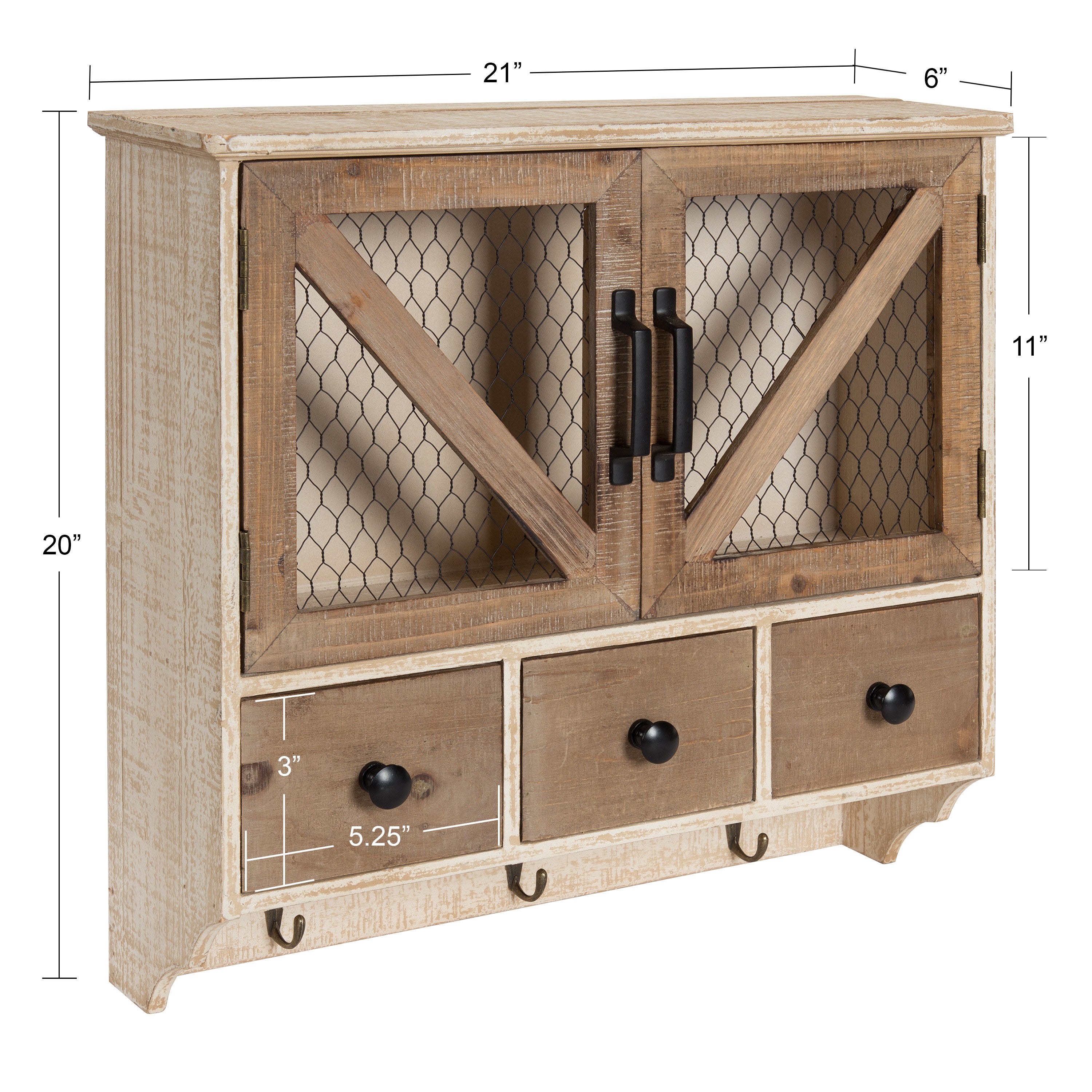 Hutchins Decorative Three Drawer Wood Wall Cabinet