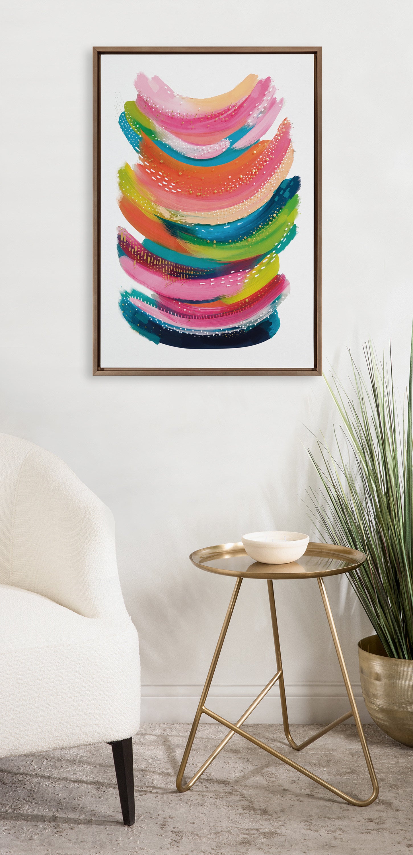 Sylvie Bright Abstract Framed Canvas by Jessi Raulet of Ettavee