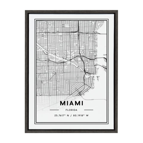 Sylvie Miami Modern Map Framed Canvas by Jake Goossen