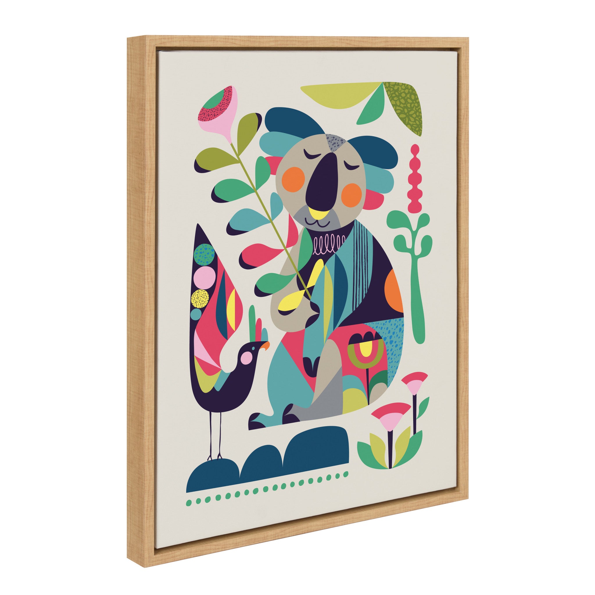 Sylvie Mid Century Modern Koala Framed Canvas by Rachel Lee of My Dream Wall
