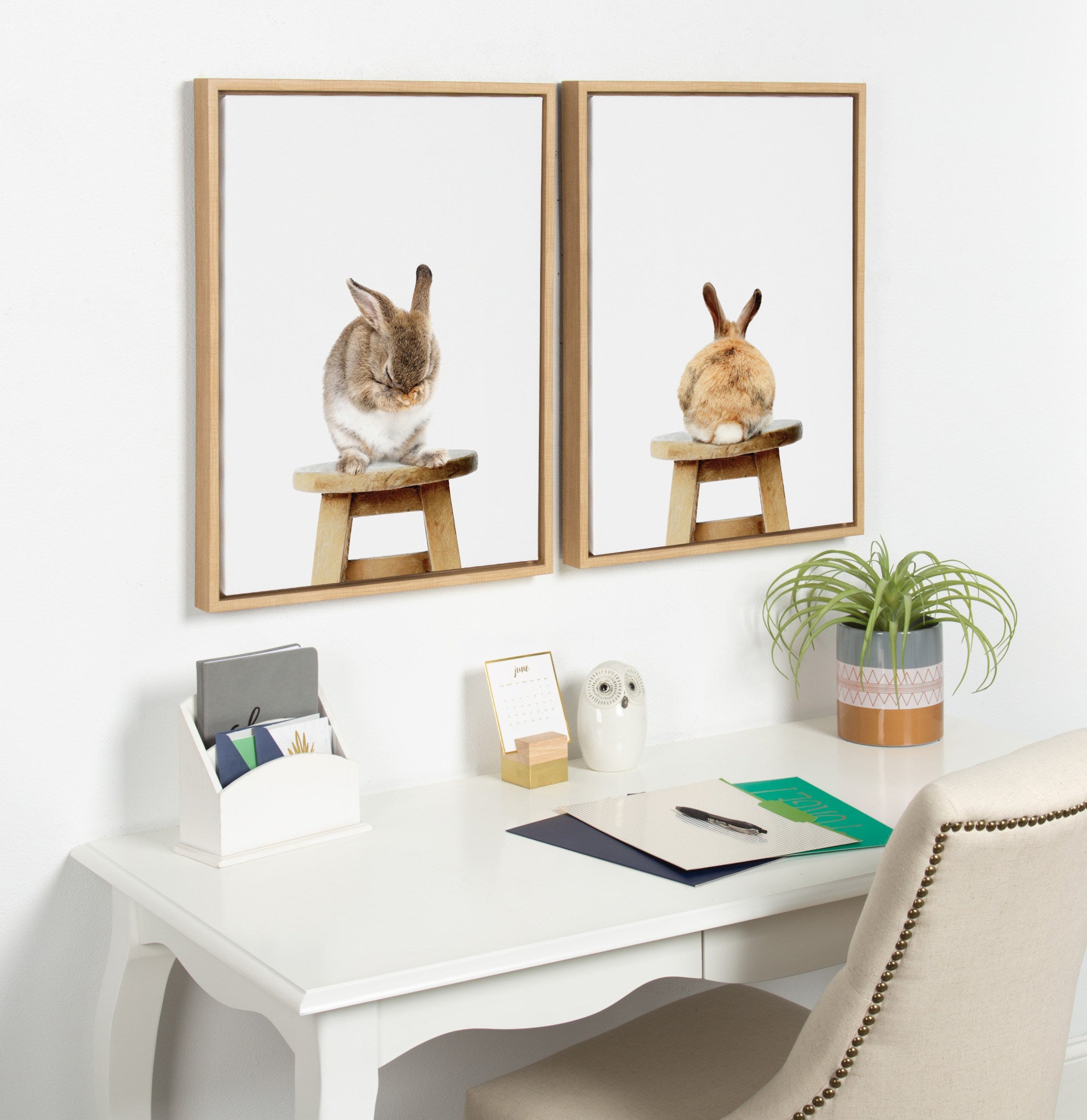 Sylvie Shy Rabbit Framed Canvas by Amy Peterson