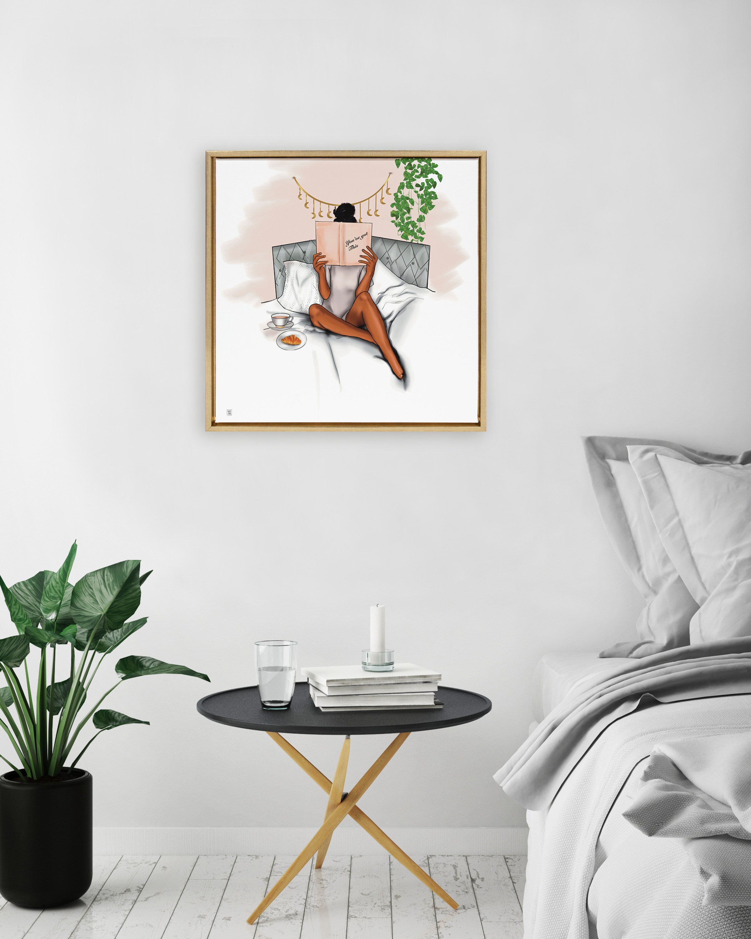Sylvie Book Bed And Faith Framed Canvas by Mary Joak