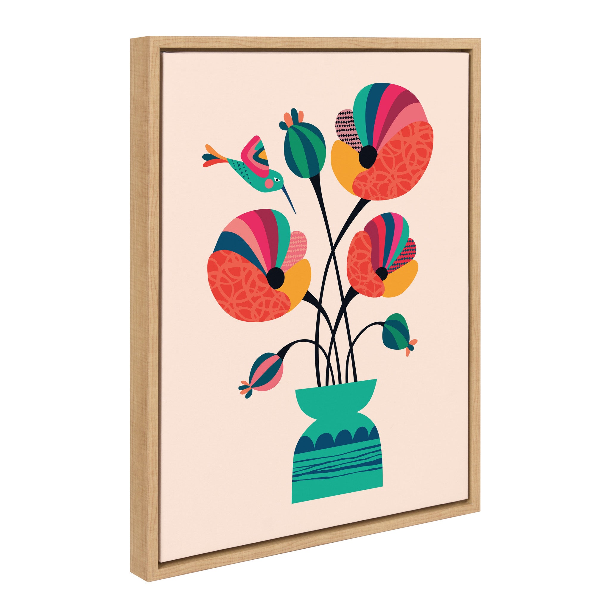 Sylvie Mid Century Modern Poppies Framed Canvas by Rachel Lee of My Dream Wall