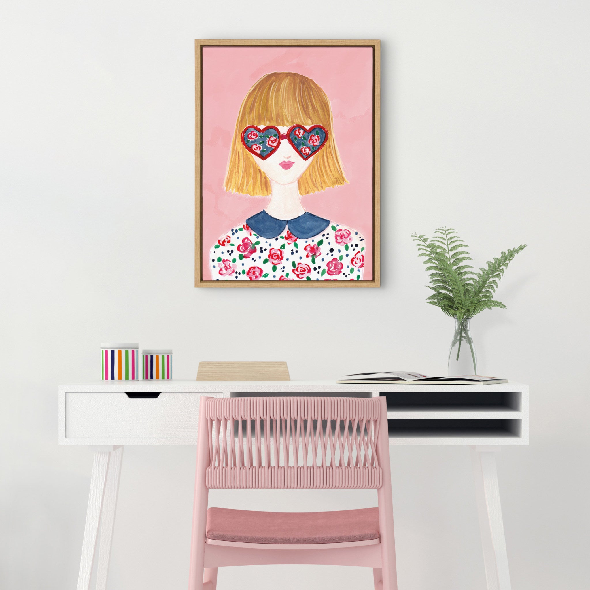 Sylvie Rose Glasses Framed Canvas by Sara Berrenson