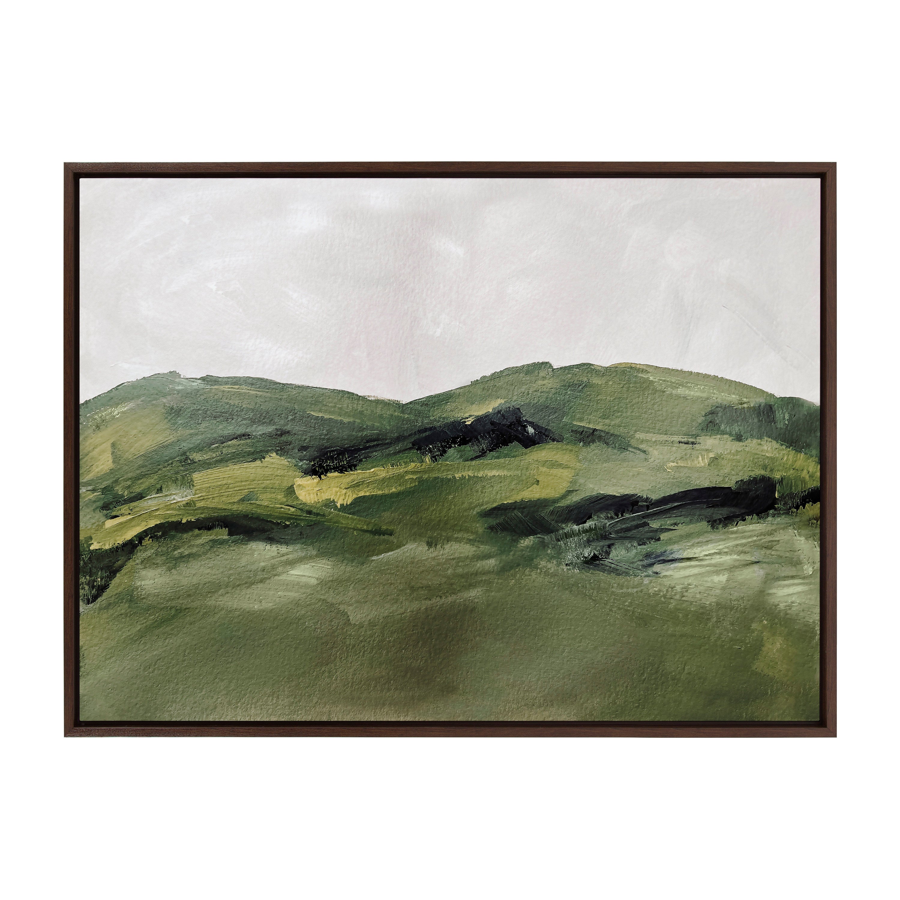 Kate and Laurel Sylvie Green Mountain Landscape Framed Canvas Wall Art ...
