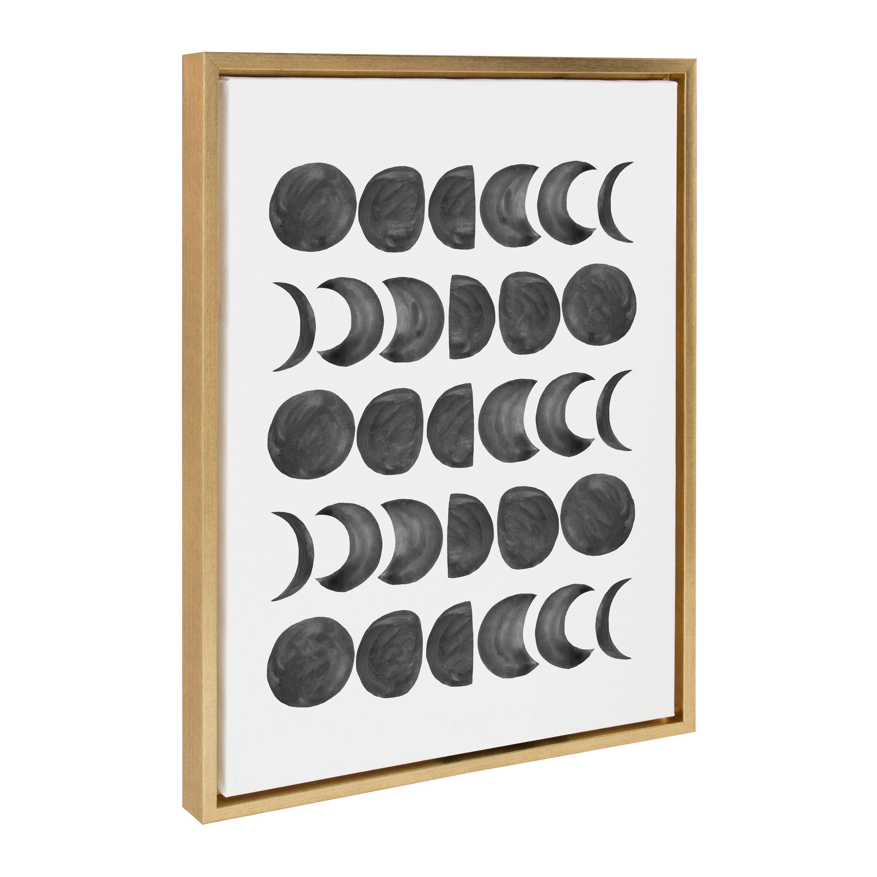 Sylvie 901 Moon Phases Black on White Framed Canvas by Teju Reval of SnazzyHues