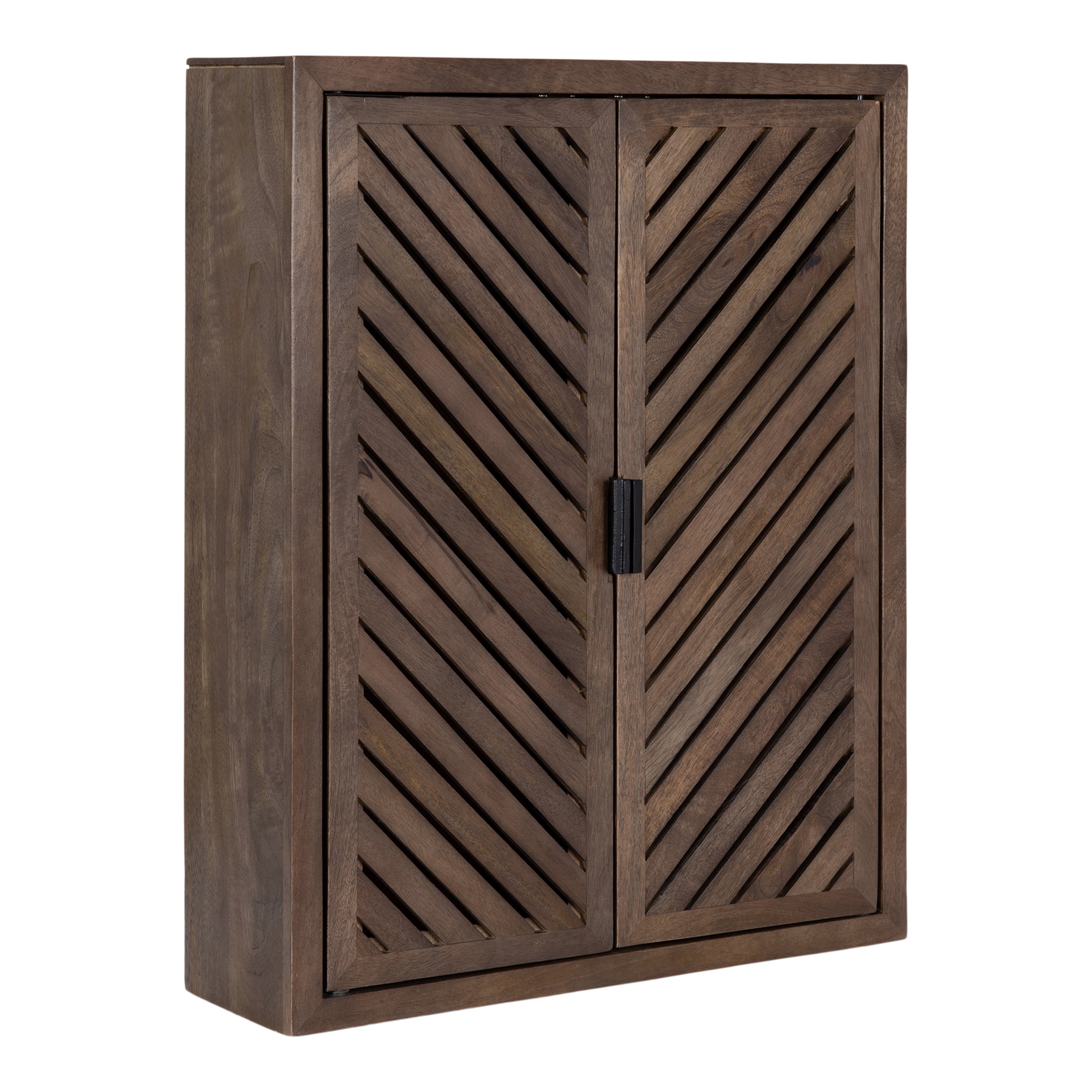 White Oak Floating Bathroom Storage Cabinet With Sliding Doors 