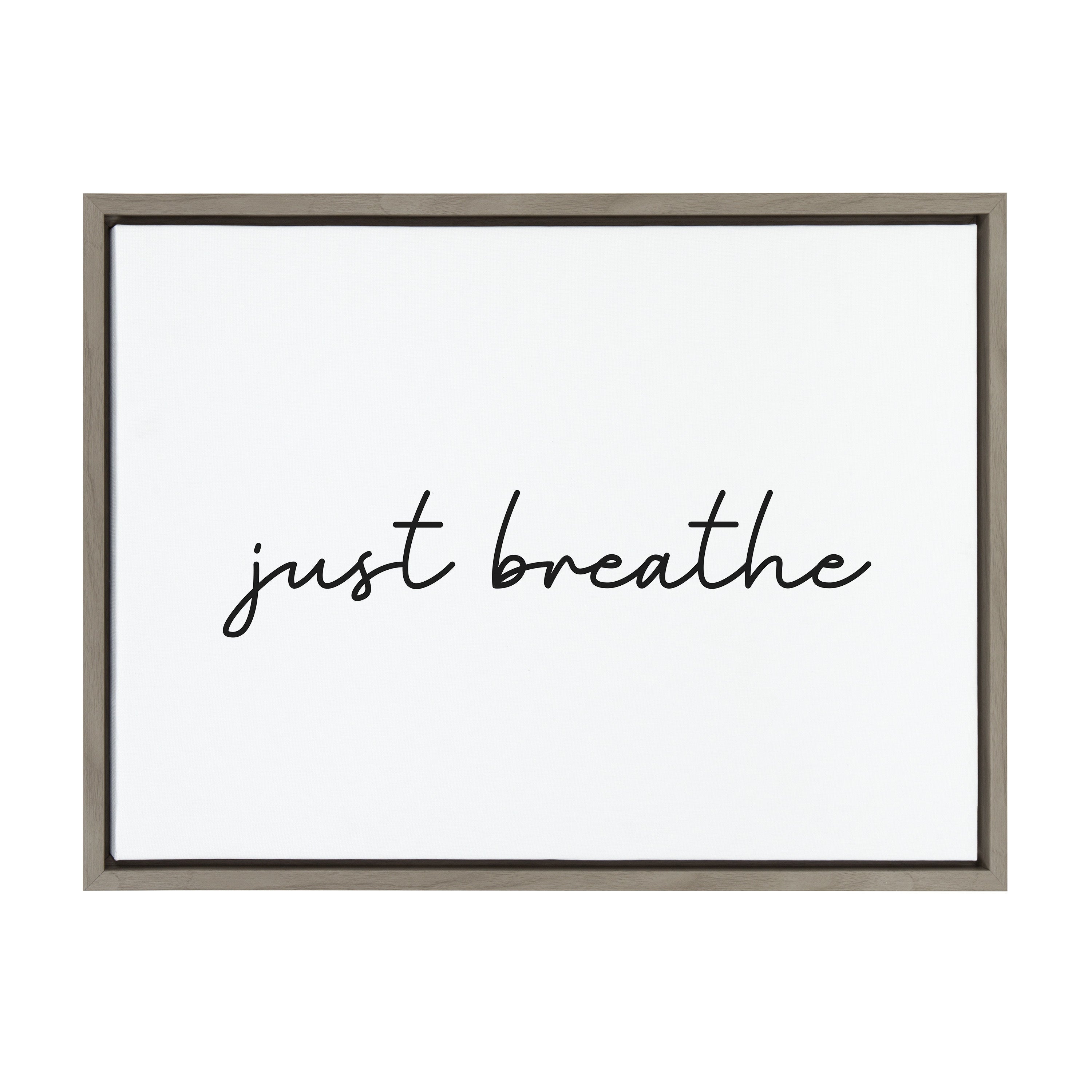 Sylvie Just Breathe Horizontal BW Framed Canvas by The Creative Bunch Studio