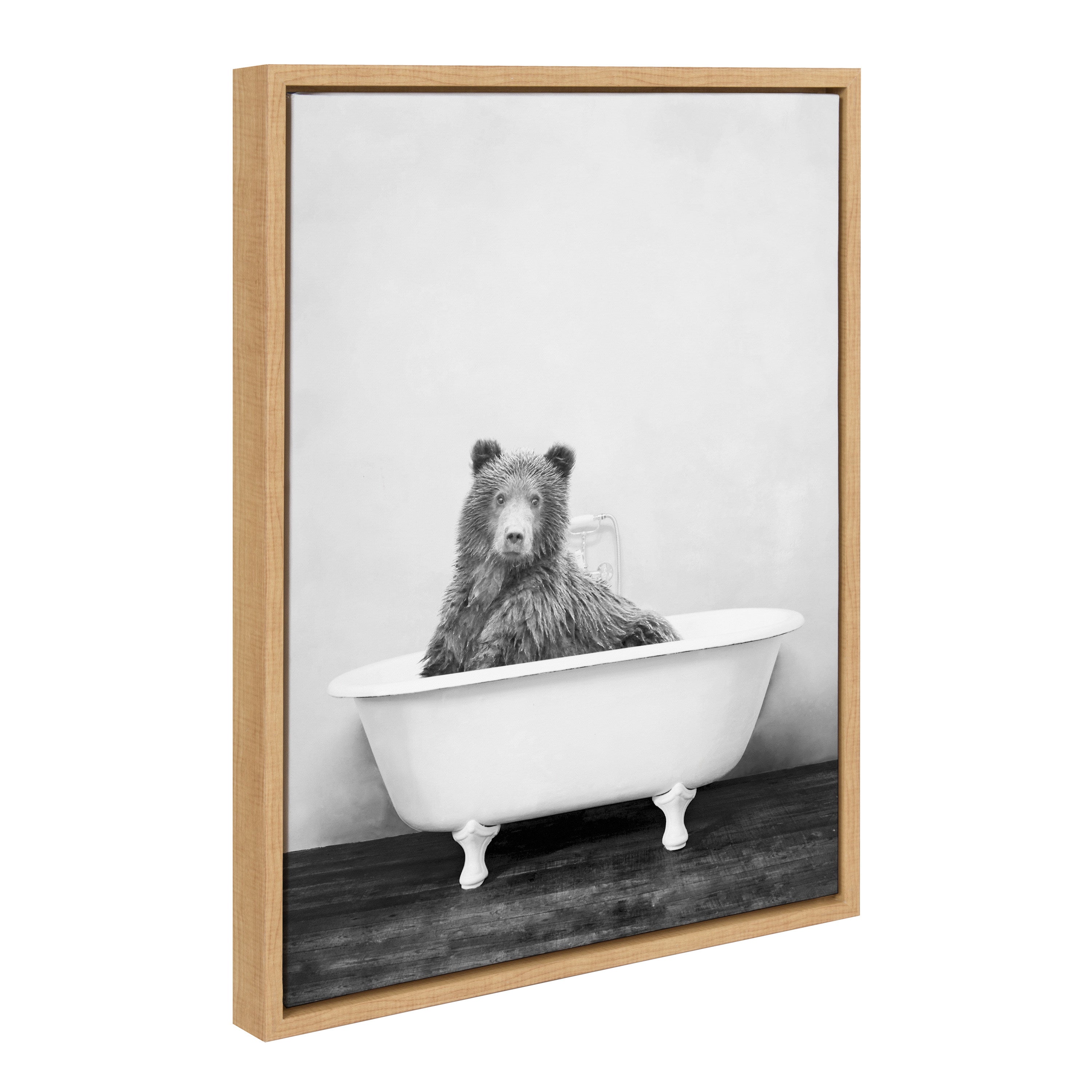 Sylvie Bear in the Tub Framed Canvas by Amy Peterson Art Studio